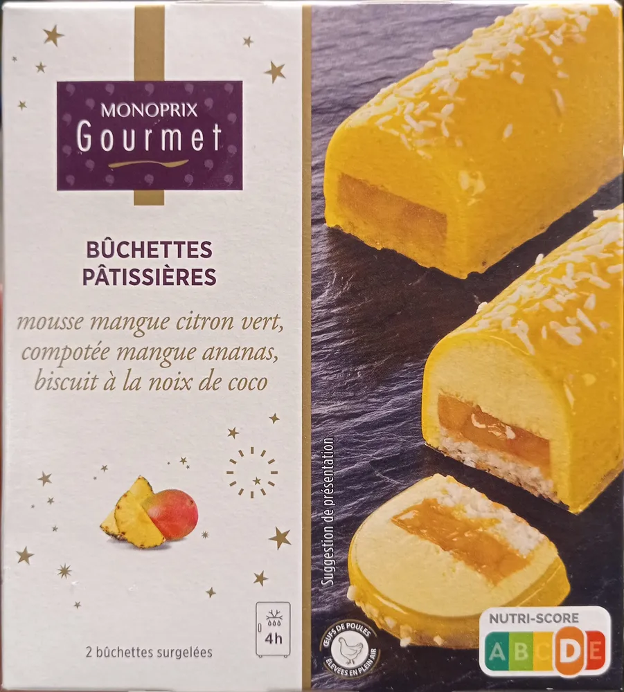 Bûchettes pâtissières mousse mangue