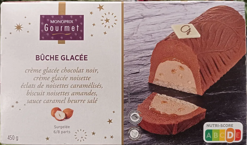 Bûche glacée chocolat noir noisette