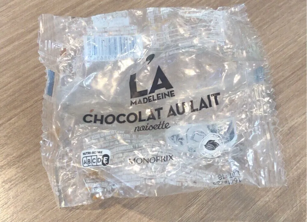 Madeleine chocolat au lait noisette