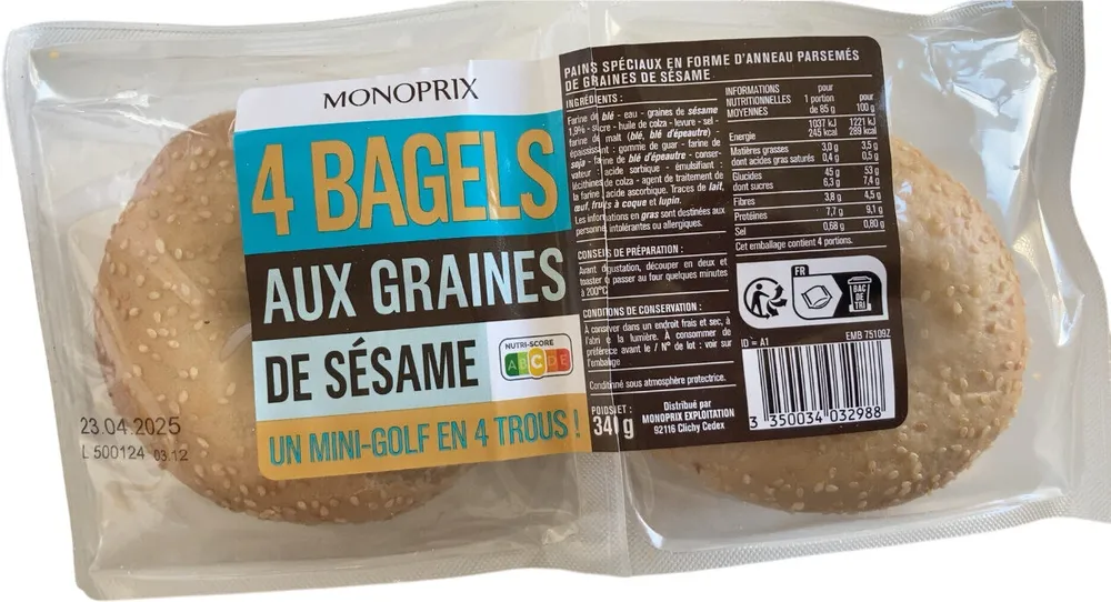 4 BAGELS AUX GRAINES DE SÉSAME