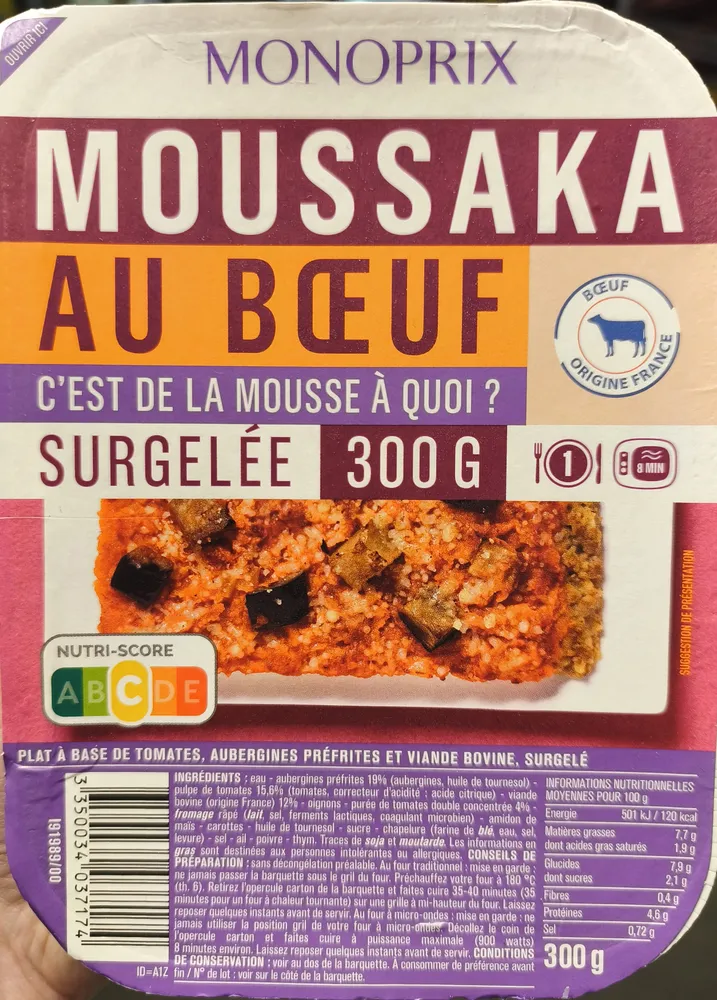 Moussaka au bœuf