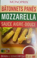 Bâtonnets, panais, mozzarella