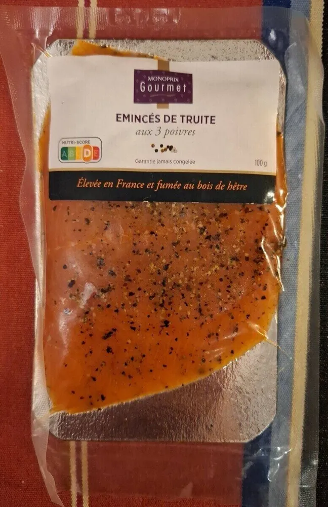 Émincé de truite aux trois poivres