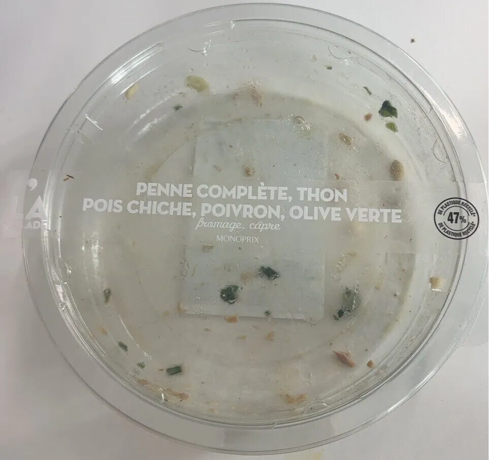 PENNE COMPLÈTE, THON POIS CHICHE, POIVRON, OLIVE VERTE
