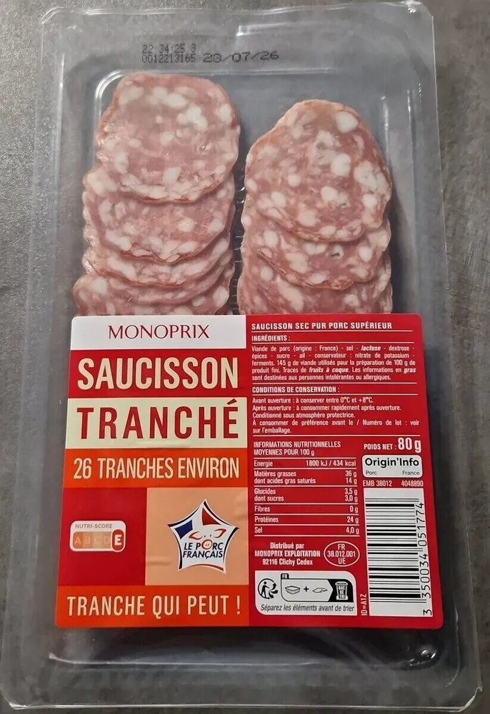 Saucisson tranche