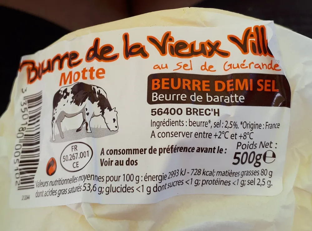 Beurre demi sel au sel de Guerande La Vieux Ville