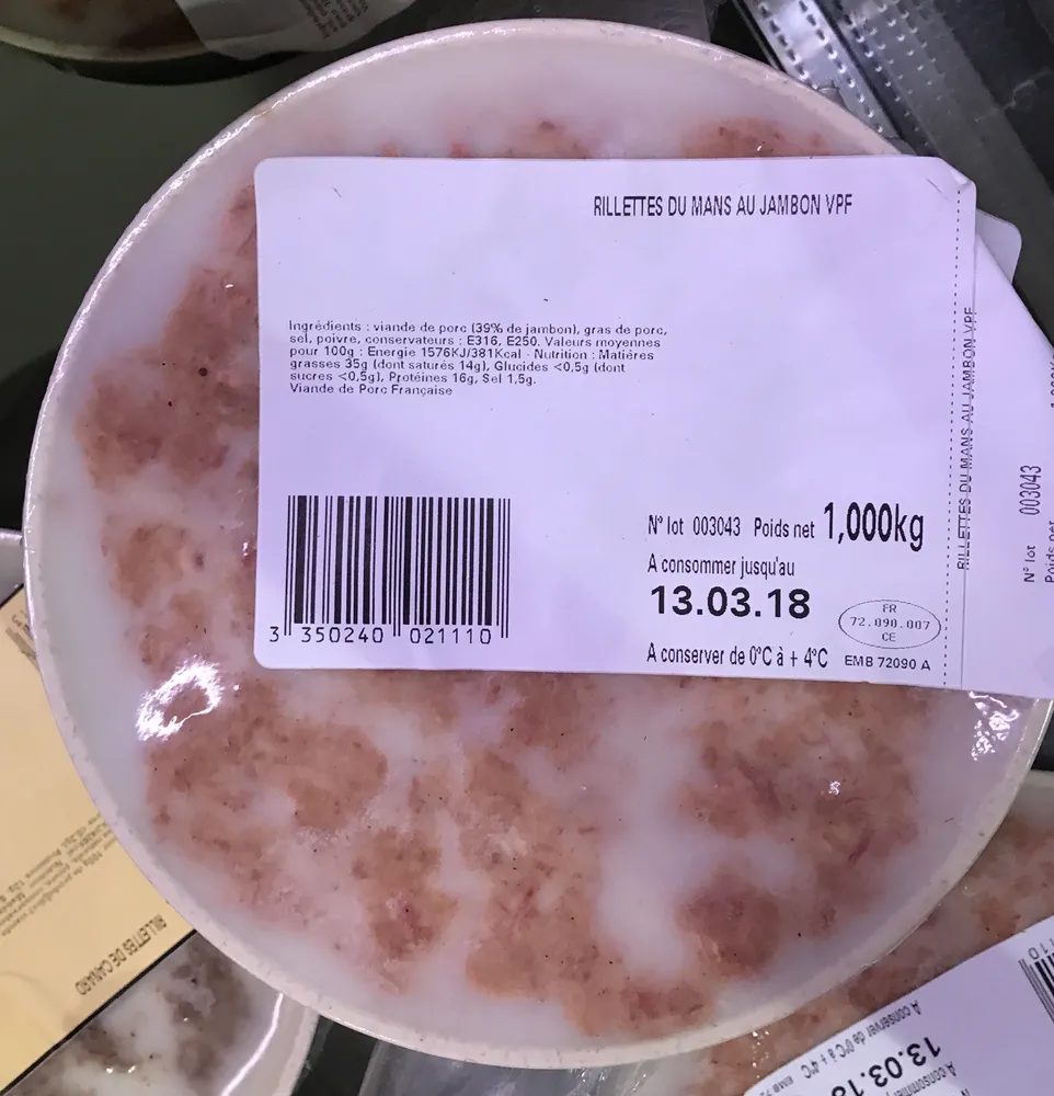 Rillettes du Mans au Jambon VPF