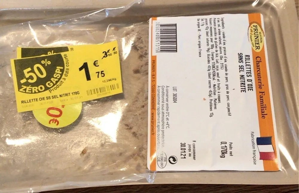 rillette d’oie sans sel nitrite