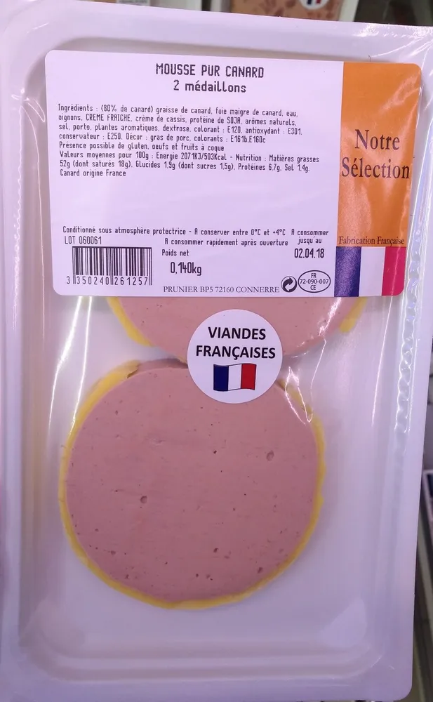 Prunier mousse pur canard en medaillon x2