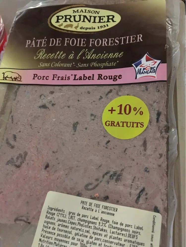 Prunier Pâté de foie forestier la barquette de 170 g
