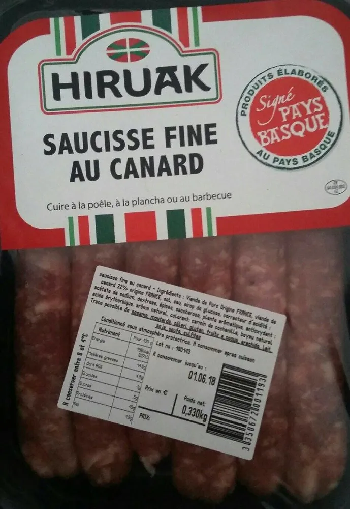 Saucisse fine au canard