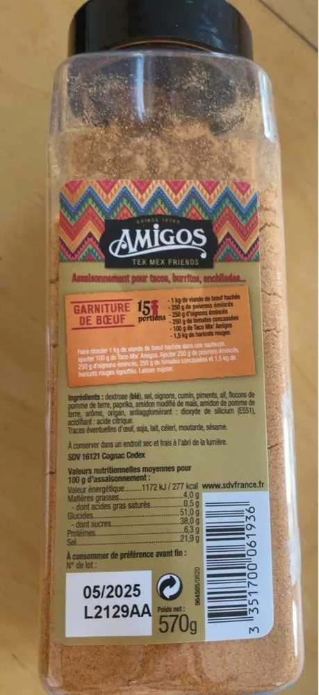 Assaisonement pour tacos, burritos, enchiladas