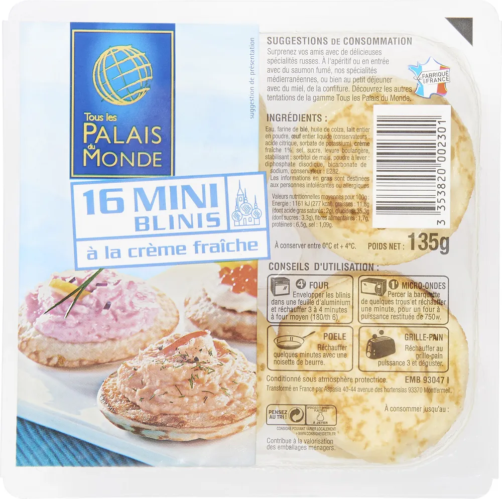 16 mini blinis a la crème