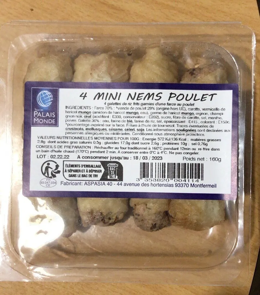 4 mini nems poulet