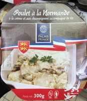 Poulet à la Normande à la crème et aux champignons accompagné de riz