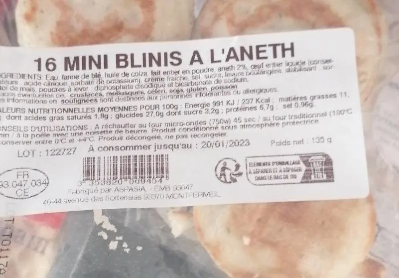 16 minis blinis à l'aneth