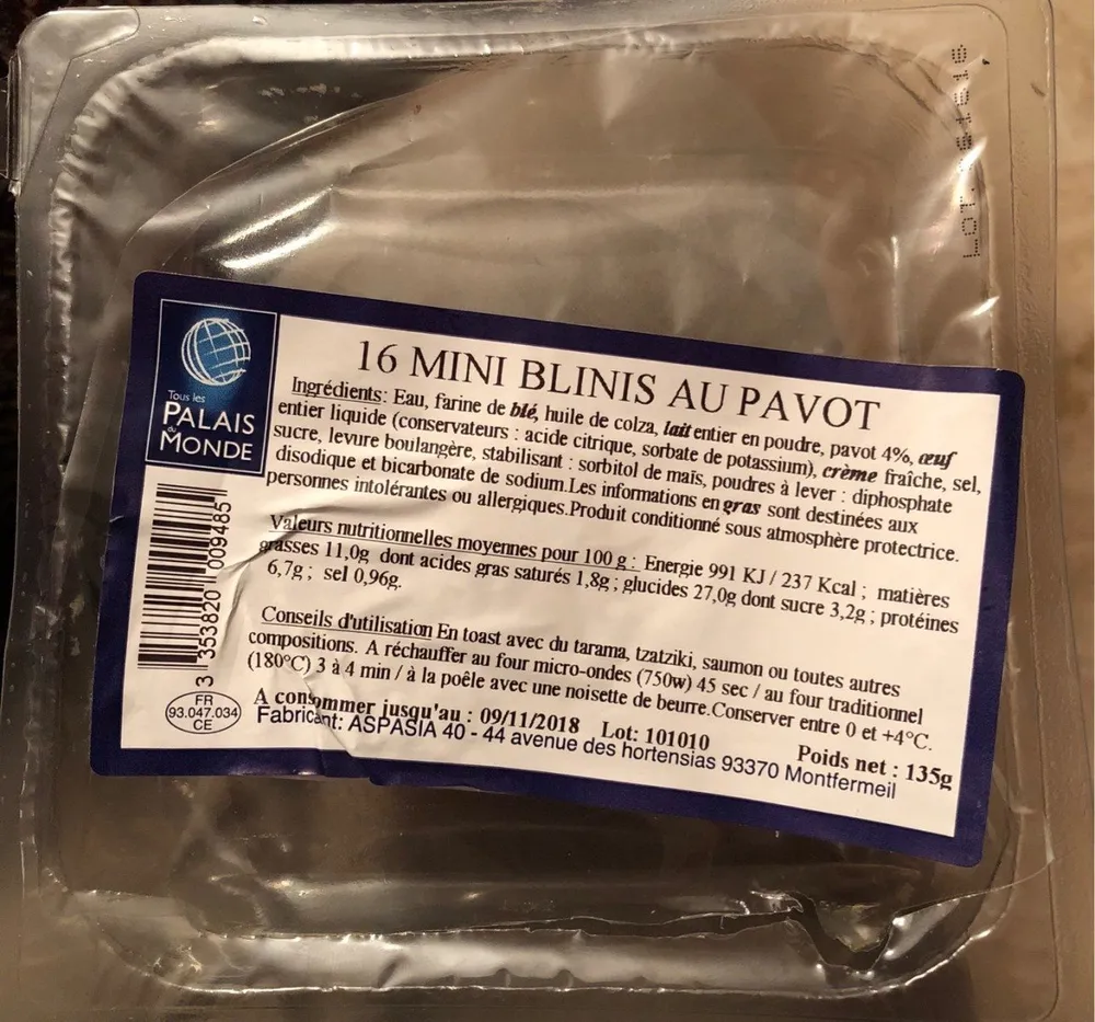 16 mini blinis au pavot