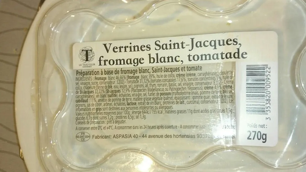 St-jacques, fromage blc, tomate