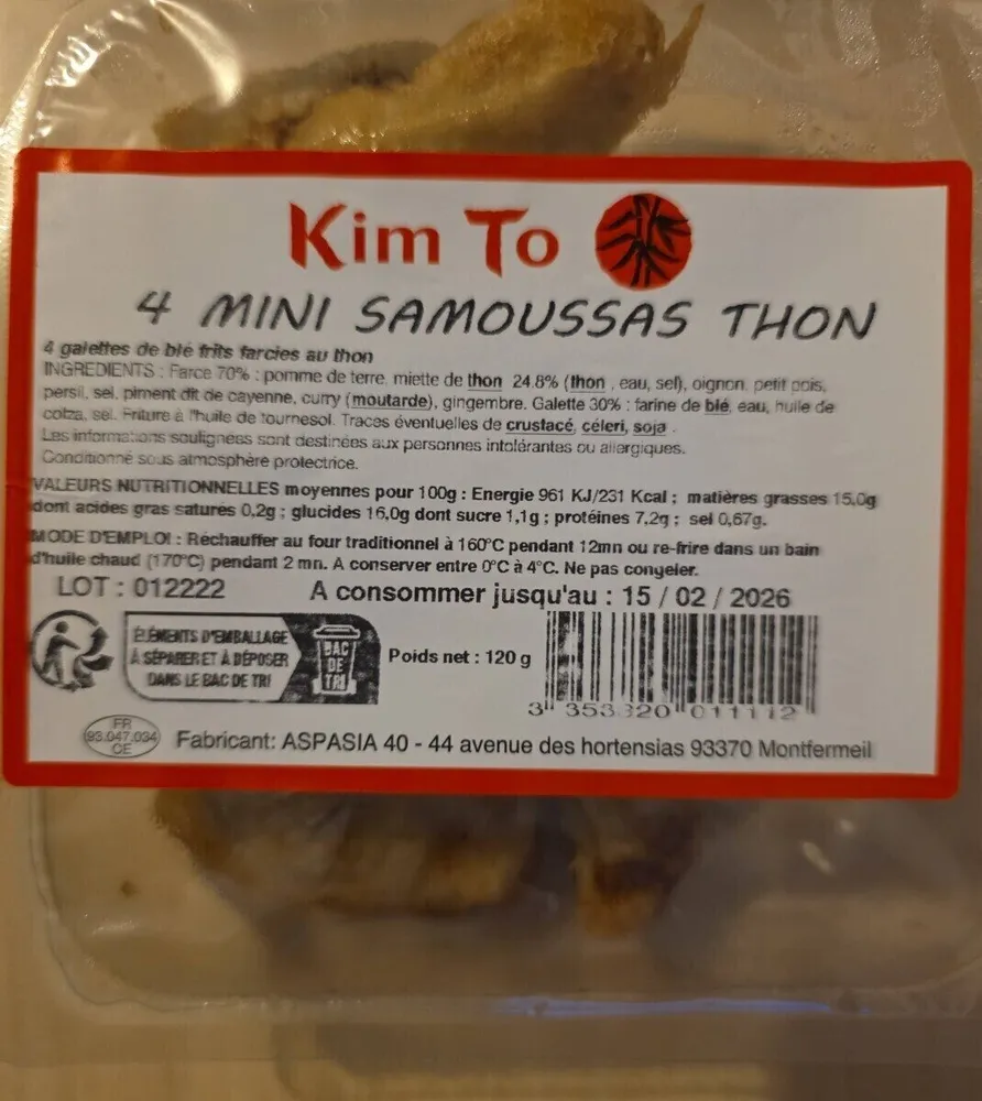 4 mini samoussas thon