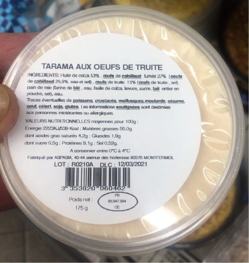 Tarama ax oeufs de truite
