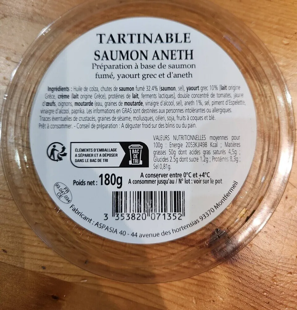 Tartinable saumon aneth