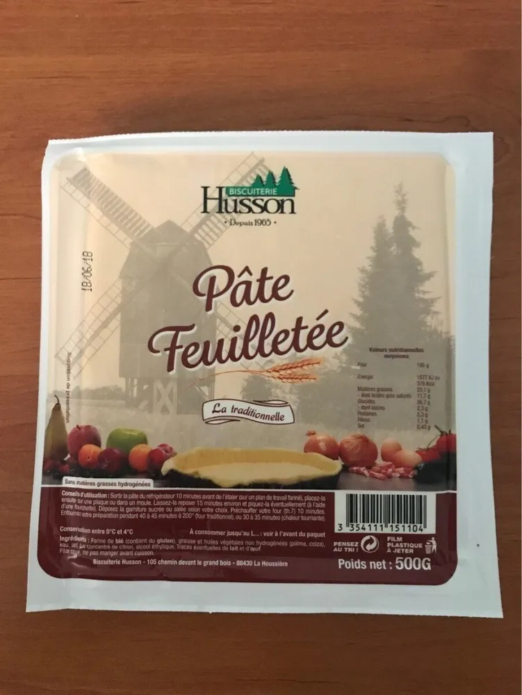 Pate feuilletee artisanale HUSSON, bloc de