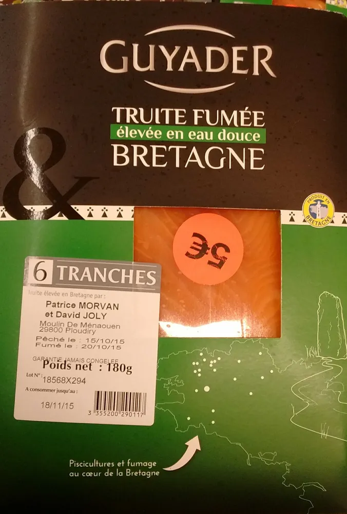 Truite fumée élevée en eau douce Bretagne
