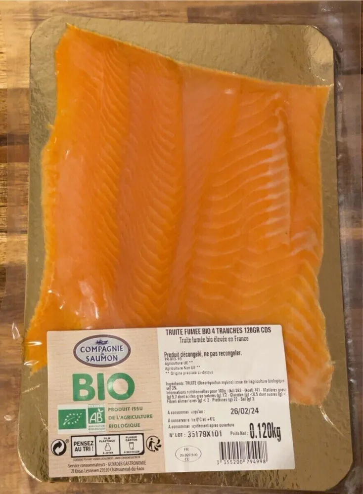 Truite fumée bio 4 tranches 120GR CDS
