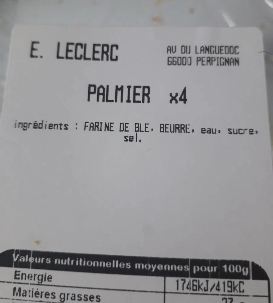 Palmier Pur Beurre Cru