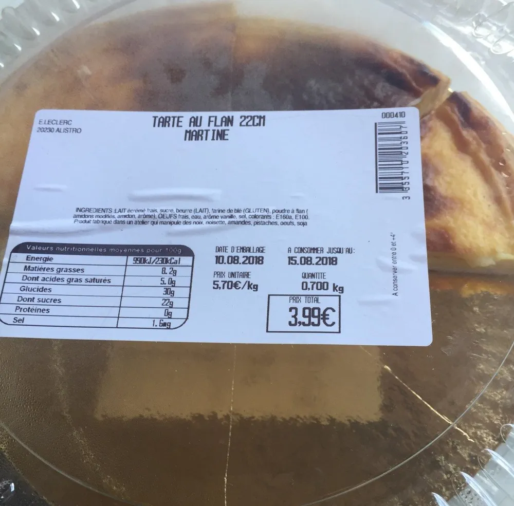 Tarte au flan 22cm