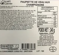 Paupiette de veau aux champignons