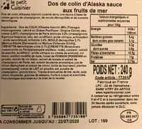 Dos de colin d'Alaska sauce aux fruits de mer