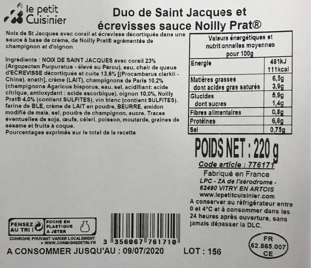 Duo de Saint Jacques et écrevisses sauce Noilly Prat