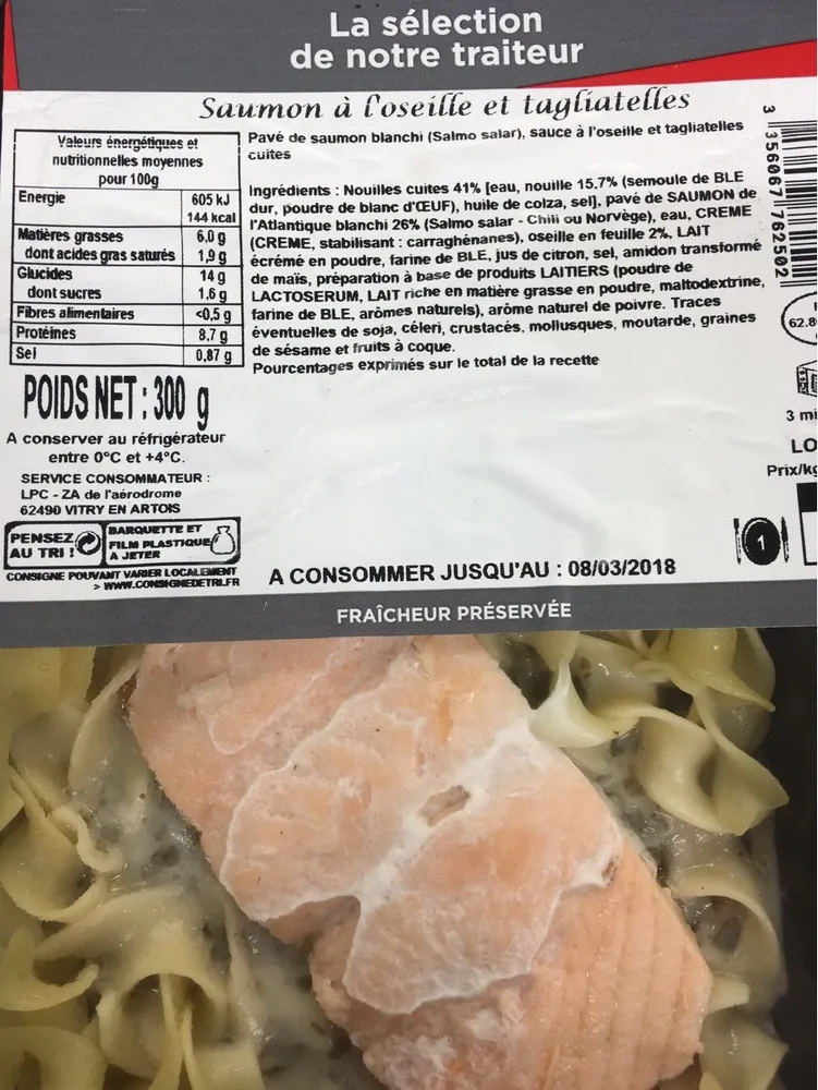 Saumon a l oseille et tagliatelles