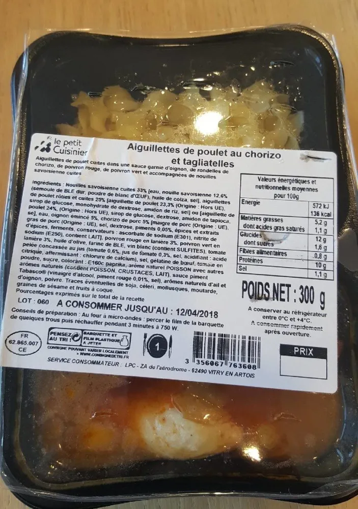 Aiguillettes de poulet au Chorizo et Tagliatelles