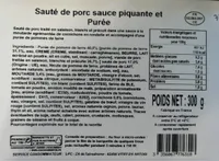 Sauté de porc sauce piquante et purée