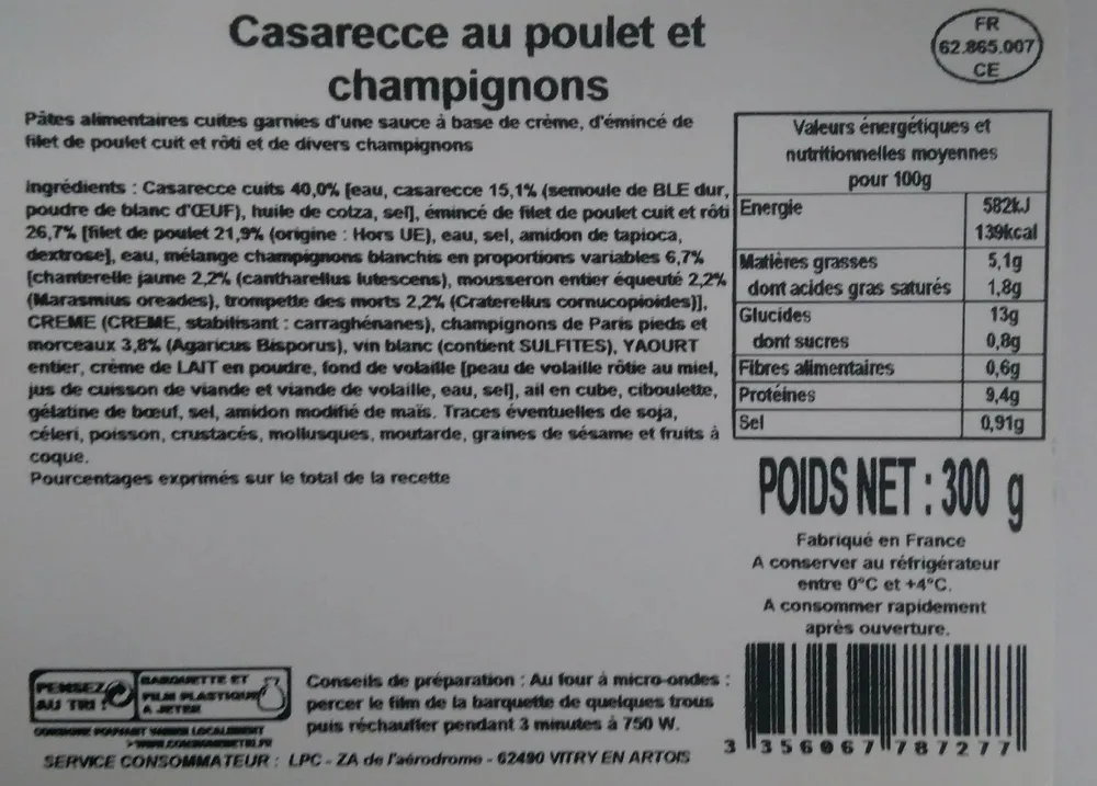 Casarecce au poulet et champignons
