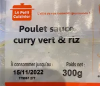 Poulet sauce curry vert et riz