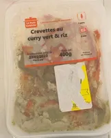 Crevettes au curry vert et Riz