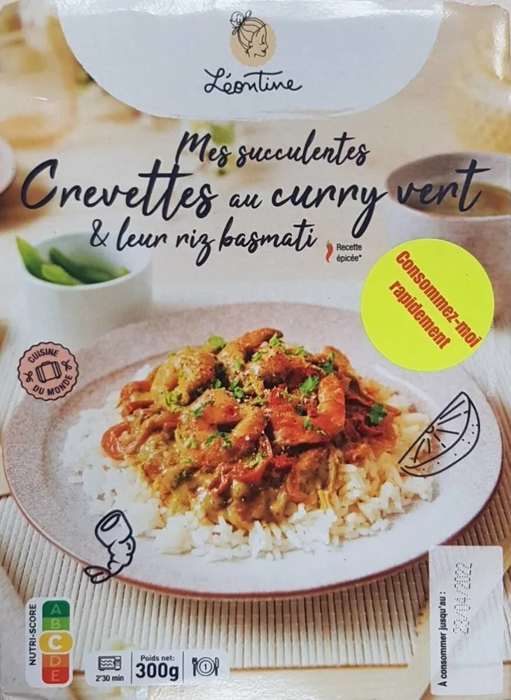 Crevettes au curry vert
