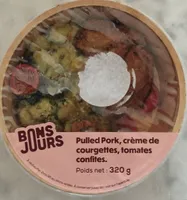 Pulled pork crème de courgette tomates confites