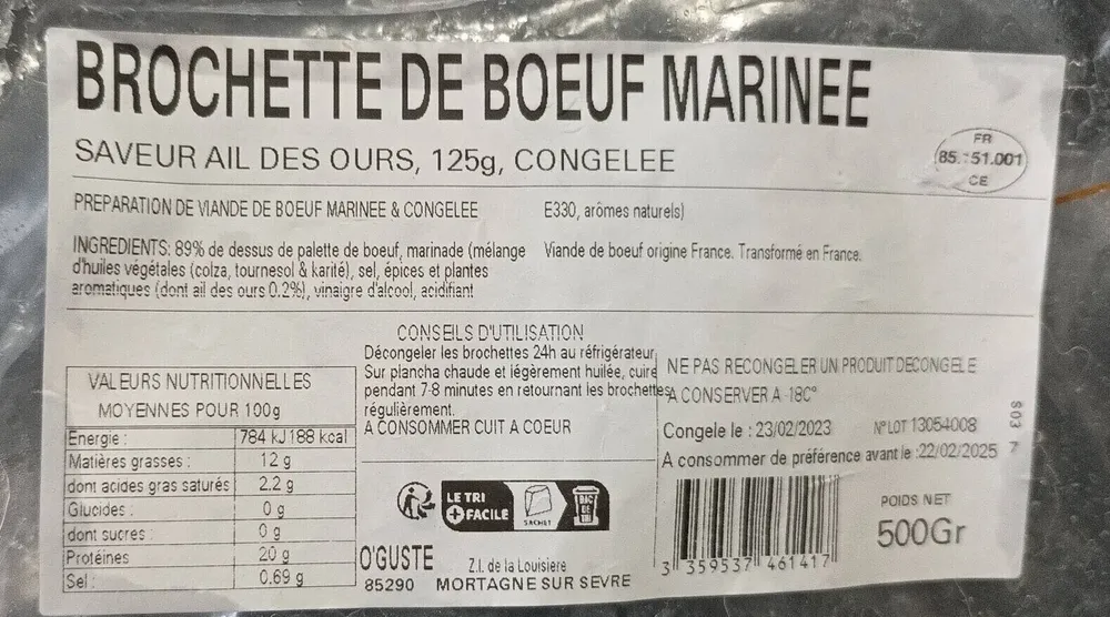 Brochettes de boeuf marinée ail des ours