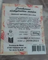 Cramberries desydratees