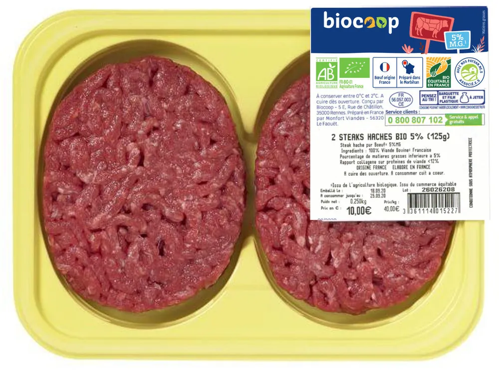 Steak haché boeuf 5%MG (2) 250g CC