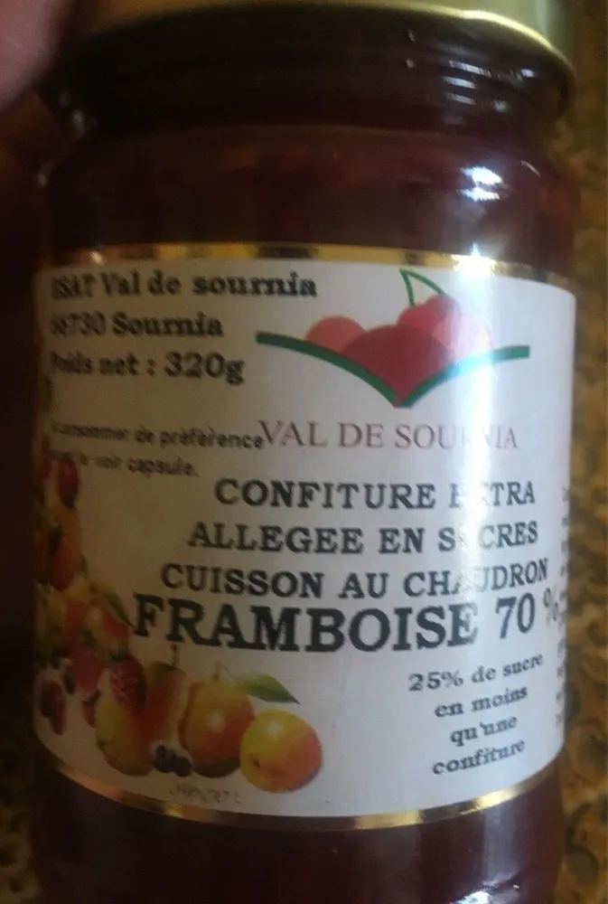 Confiture extra alleges en sucre Framboise 70%