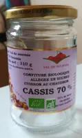 Confiture biologique allégée en sucre cassis 70%