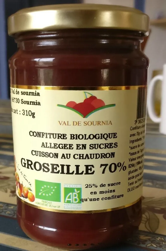 Groseille 70% - Confiture biologique allegée en sucres
