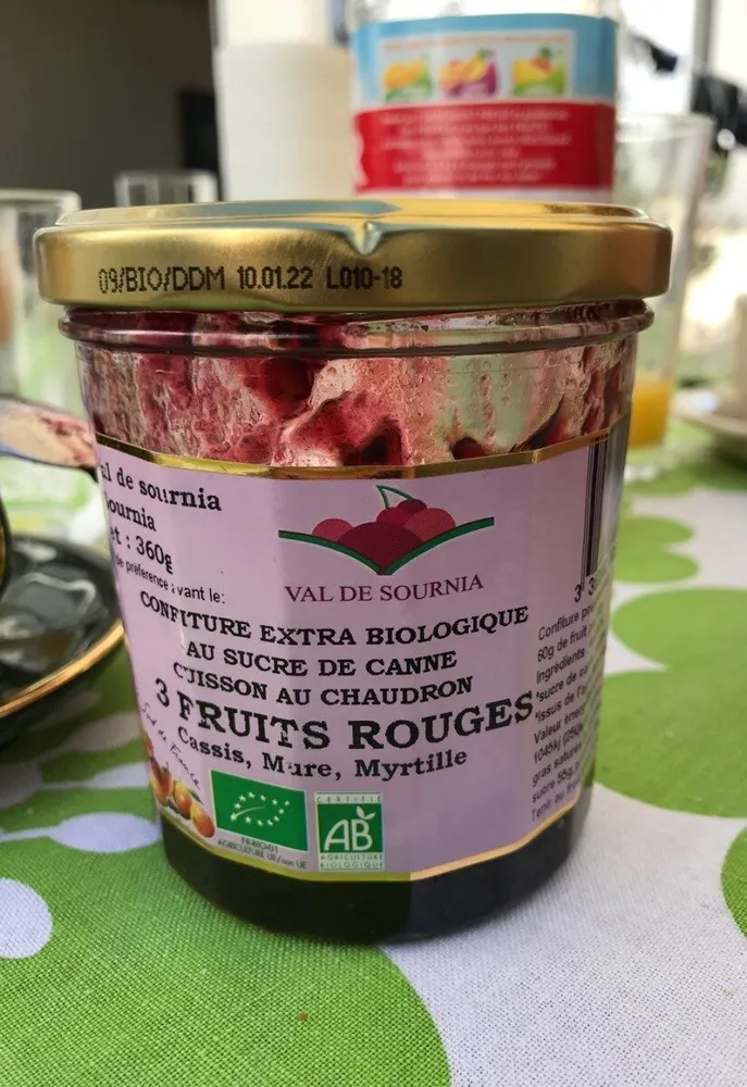 Confiture 3 fruits rouges bio