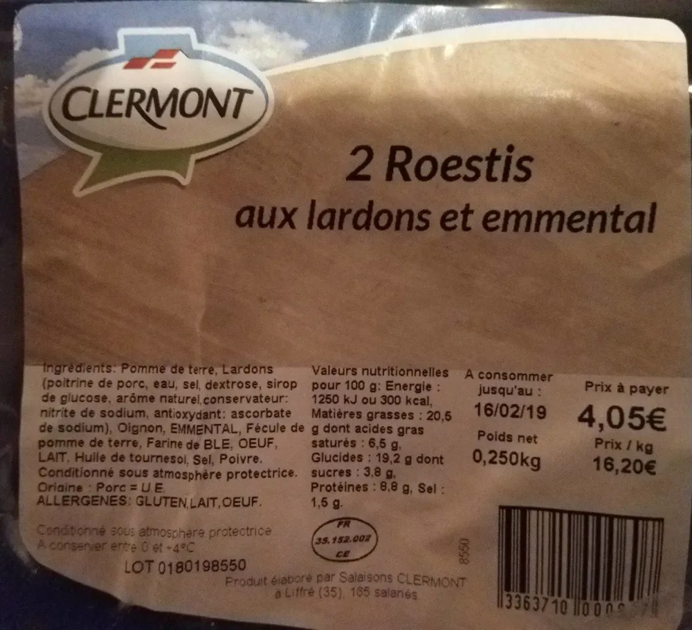 2 Roestis aux lardons et emmental