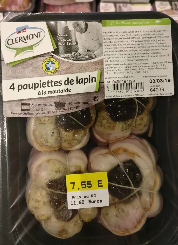 Paupiettes de lapin à la moutarde